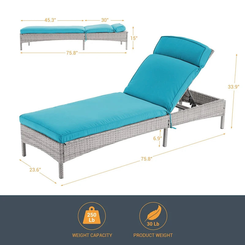 LIVOOSUN Patio Chair Rattan Single Lounge Water-Repellent Cushion