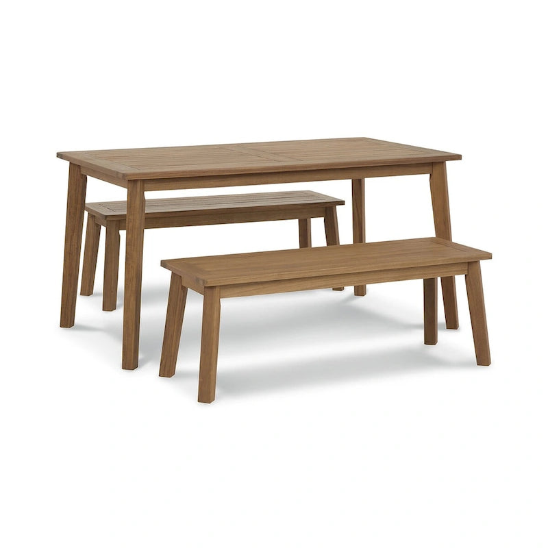 Signature Design by Ashley Janiyah Light Brown 3-Piece Outdoor Dining Package - 59W x 32D x 30H