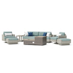 Portofino Comfort 8 Piece Sunbrella Outdoor Patio Motion Fire Seating