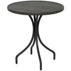 Outdoor Side Table,Patio Round Coffee Table with Steel Frame and Slat Tabletop