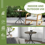 Outdoor Side Table,Patio Round Coffee Table with Steel Frame and Slat Tabletop