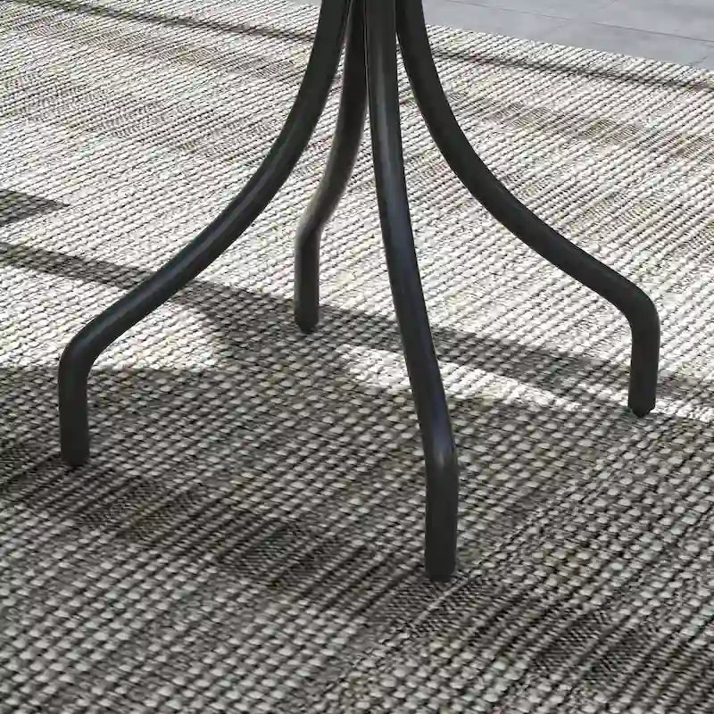 Outdoor Side Table,Patio Round Coffee Table with Steel Frame and Slat Tabletop