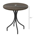 Outdoor Side Table,Patio Round Coffee Table with Steel Frame and Slat Tabletop