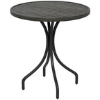 Outdoor Side Table,Patio Round Coffee Table with Steel Frame and Slat Tabletop