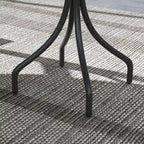 Outdoor Side Table,Patio Round Coffee Table with Steel Frame and Slat Tabletop