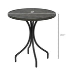 Outdoor Side Table,Patio Round Coffee Table with Steel Frame and Slat Tabletop