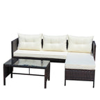3 piece Outdoor Patio Wicker Rattan Sectional Sofa W/Cushions