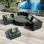 7 PCS Outdoor Wicker Sofa Set, Rattan Sofa Lounger