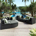 7 PCS Outdoor Wicker Sofa Set, Rattan Sofa Lounger