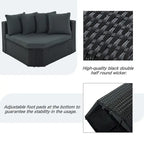 7 PCS Outdoor Wicker Sofa Set, Rattan Sofa Lounger