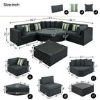 7 PCS Outdoor Wicker Sofa Set, Rattan Sofa Lounger