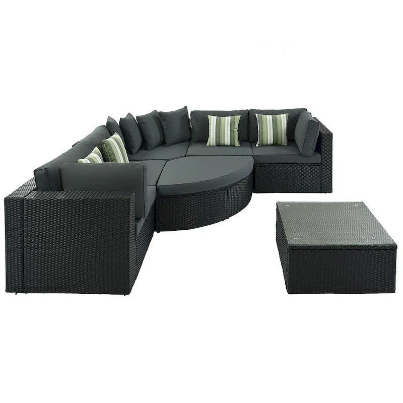 7 PCS Outdoor Wicker Sofa Set, Rattan Sofa Lounger