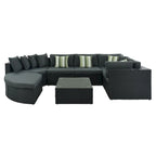 7 PCS Outdoor Wicker Sofa Set, Rattan Sofa Lounger
