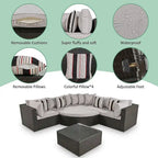 7 PCS Outdoor Wicker Sofa Set, Rattan Sofa Lounger