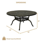 59 Elegant Openwork Cast Aluminum Round Table - Bronze