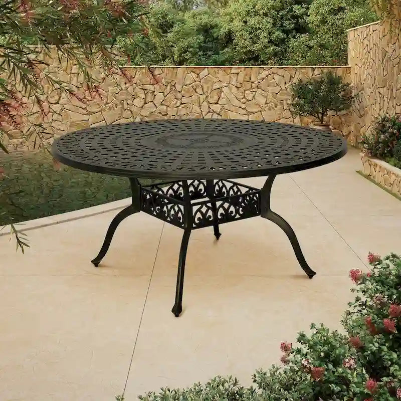59 Elegant Openwork Cast Aluminum Round Table - Bronze