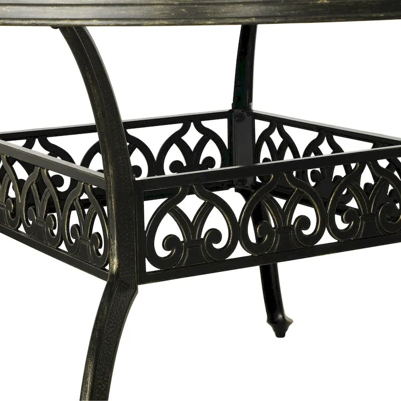 59 Elegant Openwork Cast Aluminum Round Table - Bronze