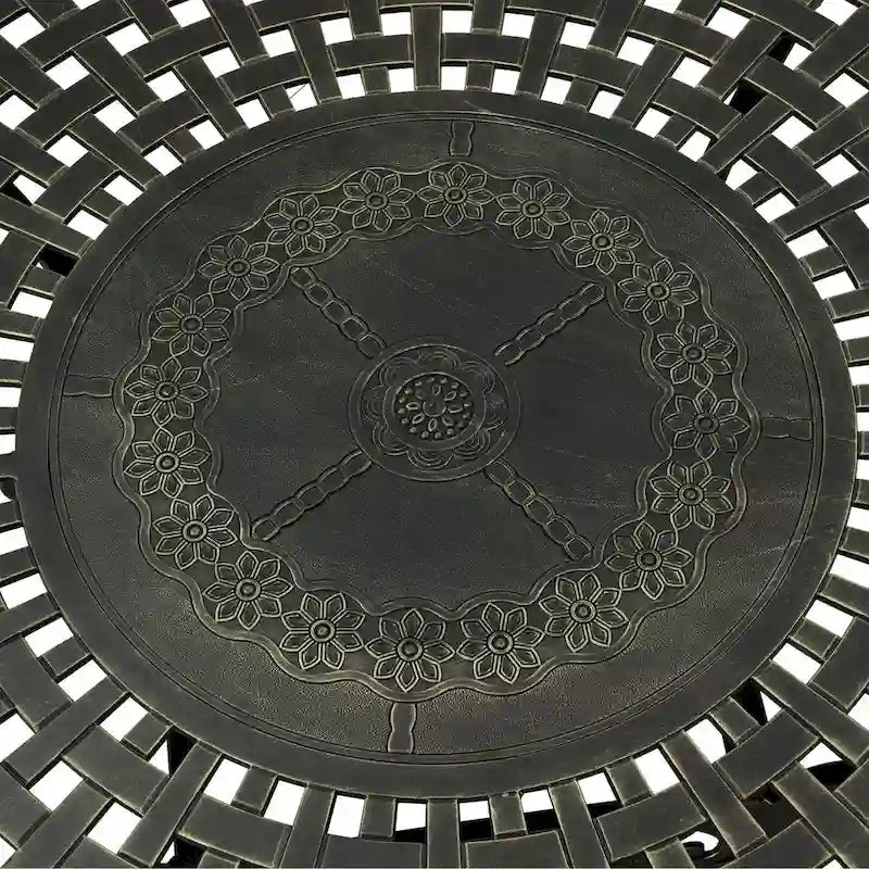 59 Elegant Openwork Cast Aluminum Round Table - Bronze