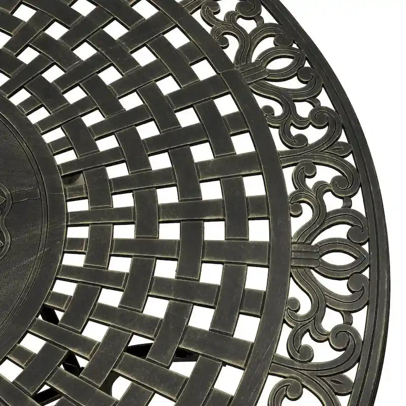 59 Elegant Openwork Cast Aluminum Round Table - Bronze