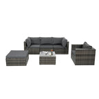 Patio Furniture, Outdoor Furniture, Seasonal PE Wicker Furniture, 6 Set Wicker Furniture With Tempered Glass Coffee Table