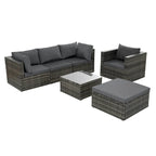 Patio Furniture, Outdoor Furniture, Seasonal PE Wicker Furniture, 6 Set Wicker Furniture With Tempered Glass Coffee Table