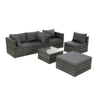 Patio Furniture, Outdoor Furniture, Seasonal PE Wicker Furniture, 6 Set Wicker Furniture With Tempered Glass Coffee Table