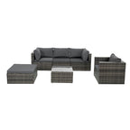 Patio Furniture, Outdoor Furniture, Seasonal PE Wicker Furniture, 6 Set Wicker Furniture With Tempered Glass Coffee Table