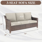 Outdoor Sofa with Chairs, Ottomans - Brown