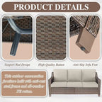 Outdoor Sofa with Chairs, Ottomans - Brown