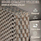 Outdoor Sofa with Chairs, Ottomans - Brown