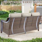 Outdoor Sofa with Chairs, Ottomans - Brown