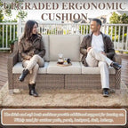 Outdoor Sofa with Chairs, Ottomans - Brown