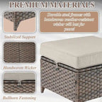 Outdoor Sofa with Chairs, Ottomans - Brown
