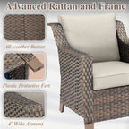 Outdoor Sofa with Chairs, Ottomans - Brown