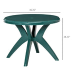 36.25 Dia Round Plastic Patio Table with Umbrella Hole, Outdoor Bistro Dining Table, for Bar, Garden, Backyard, Poolside, Yard