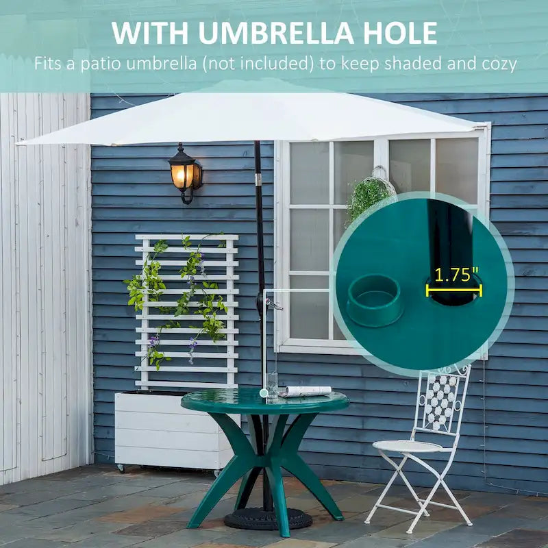 36.25 Dia Round Plastic Patio Table with Umbrella Hole, Outdoor Bistro Dining Table, for Bar, Garden, Backyard, Poolside, Yard