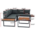 Set of 4 L Shaped Patio Wicker Conversation Set Outdoor 5 Seater Sectional Sofa with Side Table & Coffee Table