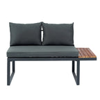 Set of 4 L Shaped Patio Wicker Conversation Set Outdoor 5 Seater Sectional Sofa with Side Table & Coffee Table