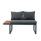 Set of 4 L Shaped Patio Wicker Conversation Set Outdoor 5 Seater Sectional Sofa with Side Table & Coffee Table