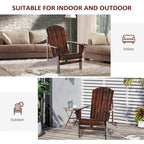 Wooden Adirondack Chair, Outdoor Patio Lawn Chair with Cup Holder, Weather Resistant Lawn Furniture, Classic Lounge