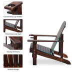 Wooden Adirondack Chair, Outdoor Patio Lawn Chair with Cup Holder, Weather Resistant Lawn Furniture, Classic Lounge
