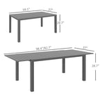 Expandable Patio Table, Rectangle Patio Table, Outdoor Dining Table for 6-8 People with Aluminum Frame & Slatted Tabletop