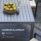 Expandable Patio Table, Rectangle Patio Table, Outdoor Dining Table for 6-8 People with Aluminum Frame & Slatted Tabletop
