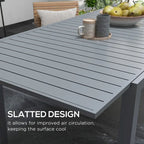 Expandable Patio Table, Rectangle Patio Table, Outdoor Dining Table for 6-8 People with Aluminum Frame & Slatted Tabletop