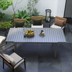 Expandable Patio Table, Rectangle Patio Table, Outdoor Dining Table for 6-8 People with Aluminum Frame & Slatted Tabletop