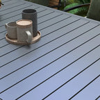 Expandable Patio Table, Rectangle Patio Table, Outdoor Dining Table for 6-8 People with Aluminum Frame & Slatted Tabletop
