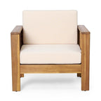 Outdoor Acacia Wood Club Chairs w/ Cushions, Patio Chairs Set of 2