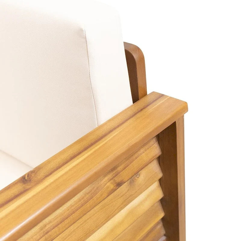 Outdoor Acacia Wood Club Chairs w/ Cushions, Patio Chairs Set of 2