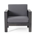 Outdoor Acacia Wood Club Chairs w/ Cushions, Patio Chairs Set of 2
