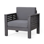 Outdoor Acacia Wood Club Chairs w/ Cushions, Patio Chairs Set of 2